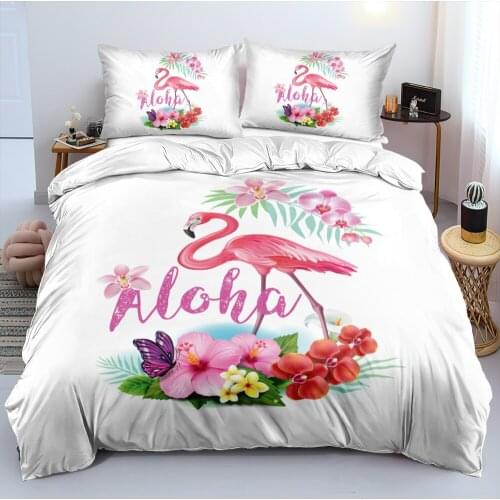 3D White Flamingo Custom Design Bedding Sets Quilt Covers Comforter Cases Pillow Shames Set Full King Queen Double Size Beddings