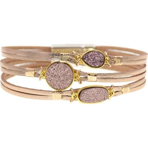 Bohemia leather bracelets for women Magnetic Clasp Bracelets & Bangles water drop charm bracelet Femme Jewelry