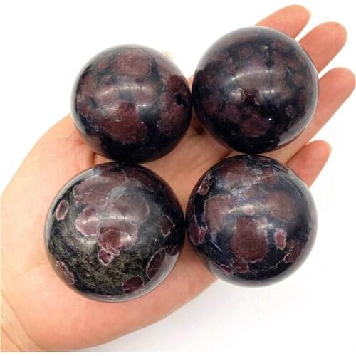 Beautiful 1PC Natural Garnet and Astrophylite Flash Sphere Crystal Ball Quartz Crystal Healing Natural Quartz Crystals
