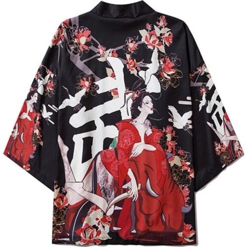 2021 Summer Anime Beauty Devil Kimono Streetwear Style Men Women Cardigan Japanese Robe Female Traditional Clothing V2051