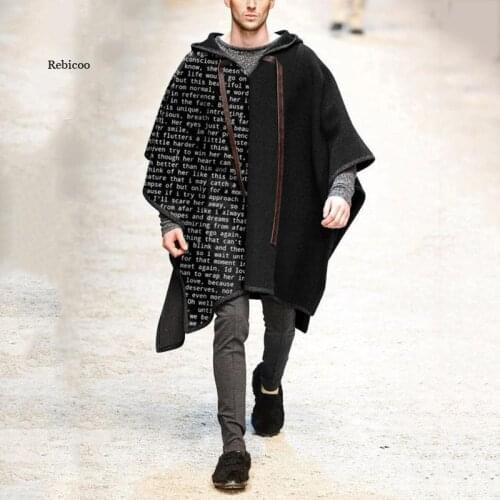 New Men Woolen Coat Gothic Men Cape Shawl Pullover Cape Woolen Men Coat Plus Size 3Xl