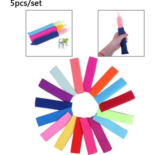 New 5pcs/set Popsicle Sleeve Ice Sticks Cover Children Anti-cold Ice Cover Bag Popsicle Ice Pop Lolly Freezer Holder