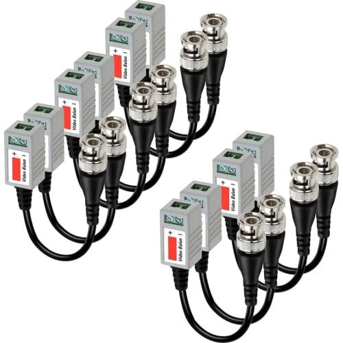 Passive Twisted Video Balun Transceiver Male BNC to CAT5 RJ45 UTP for CCTV AHD DVR Security Camera System (5Pairs 10pcs)