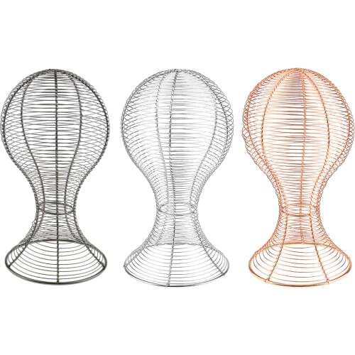 3 Colors Metal Wigs Display Stands Hair Mannequin Head Hat Cap Display Holder Stand Tool Storage Rack for Shop Salon Home