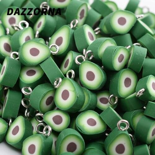 Cute Green Avocado Polymer Clay Spacer Loose Beads 30-90Pcs/pack Pear Shape Beads For Jewelry Making DIY Bracelet Accessories