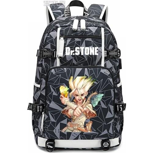 Dr.STON EIshigami Senku student schoolbag laptop bag Men Travel bags USB Charging Oxford Backpack