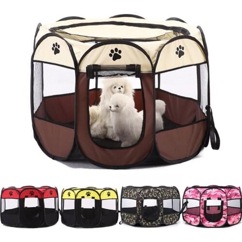 Dog Tent House Cage For Pet Dog Cat High Quality Tent Playpen Puppy Kennel Easy Operation Octagonal Fence Outdoor Supplies