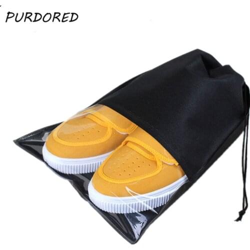 PURDORED 1 pc Portable Waterproof Shoes Storage Bag Pouch Travel Organizer Drawstring Bag Laundry Organizador Dropshipping
