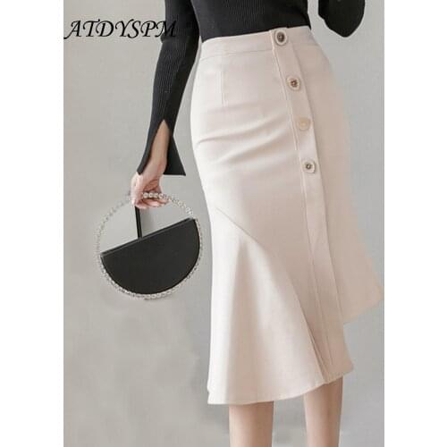 Elegant Breasted Stitching Ruffled Asymmetrical Skirts Women Casual Party Red Black Elastic Package Hip Mermaid Skirt Size S-5XL