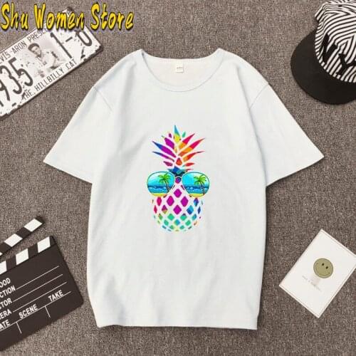 Women Graphic Short Sleeve Plaid Pineapple Summer Lady Womens Clothing Tops T-Shirt Shirt summer plus size shirts for women