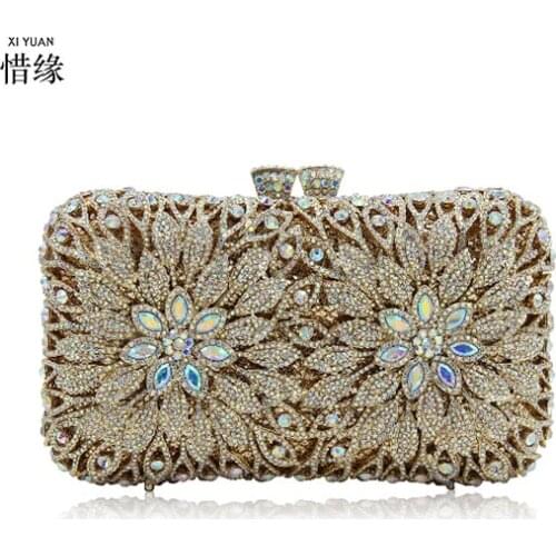 XIYUAN BRAND Women blue green Evening Bags Ladies Gold Silver red Wedding Bag Party Purses