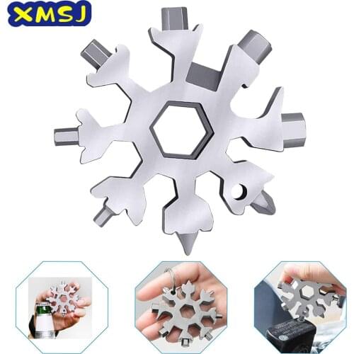 18 In 1 Snowflake Snow Wrench Tool Spanner Hex Wrench Multifunction Camping Outdoor Survive Tools Bottle Opener Screwdriver
