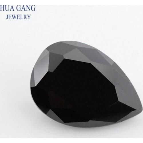 2x3~18x25mm Pear Shape Cut 5A Black CZ Stone Synthetic Gems Cubic Zirconia For Jewelry Wholesale Free Shipping
