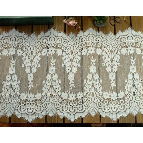 3M/Lot 42Color Classical Design Nylon Dress Eyelash Lace Fabric 35CM Soft Red Navy French Bilateral Chantilly DIY Lash Trim