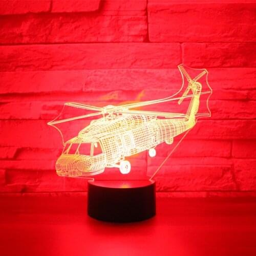 3D LED Night Light Stereoscopic Helicopter with 7 Colors Light for Home Decoration Lamp Amazing Visualization Optical Illusion