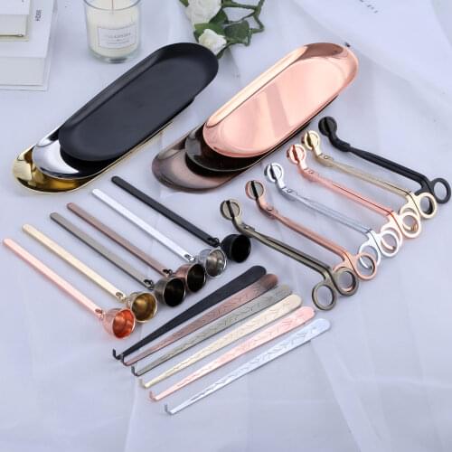 4pcs/set Candle Accessory Candle Wick Trimmer Candle Wick Dipper Scissors Candle Snuffer Storage Tray Candle Care Kit Gift