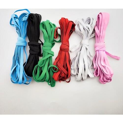 5/10 yards 6mm Colorful Flat Elastic Bands High Elastic Rope Rubber Band Polyester Ribbon Sewing Garment Accessories
