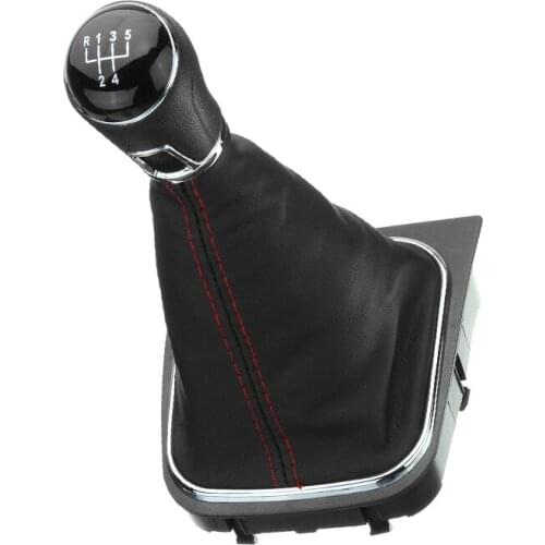 5 Speed Car Gear Stick Level Shift Knob With Leather Boot Gaiter For VW Jetta 5 6 GOLF 6 VI MK5 MK6 2005-2014