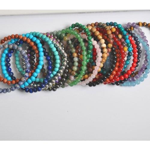6MM Green Malachite/Crystal/Sandstone/Lapis/Carnelian/Fluorite/Tigereye/Dot Stone Bracelet Stretch Jewelry For Woman Gift 1PCS