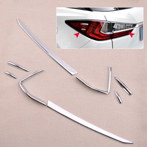 8pcs Silver ABS Tail Light Rear Lamp Hood Cover Trim Frame Sticker Stripes Fit For Lexus RX 2016-2018