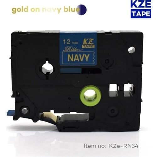 12mm*4m Tze-RN34 Gold on Navy Blue TZe Satin Ribbon Label Tape for Brother P-touch ribbon printer tz-RN34 tze RN34 TZ-RN34