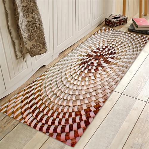 Bamboo Weaving 3D Printed Floor Mat Door Mats Indoor Entrance Non-Slip Mats for Living Room Bath Bedroom Chair Floor Rug Mat