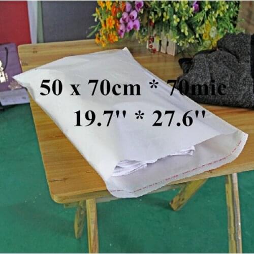 Free Shipping 100pcs/lot 50 x 70cm*70mic Self Adhensive Plastic Clothes Packaging Bag, High Quality White PE Clothing Bag