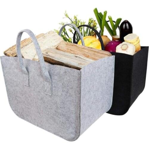 Large Firewood Basket,Storage Felt Shopping Basket Cloths Bag,Laundry Hamper Baskets with Handle for Carry Wood,Toys,Go Shopping