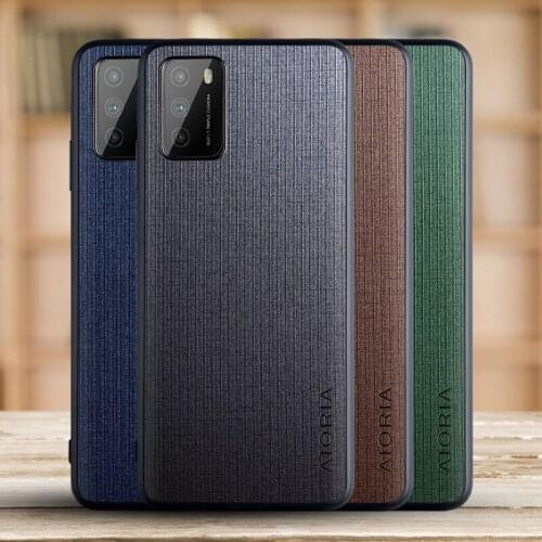 Fabric Texture Case for Xiaomi Poco M3 Cross pattern Simple Style Soft Back Cover Coque for Xiaomi Poco M3 Case funda cape
