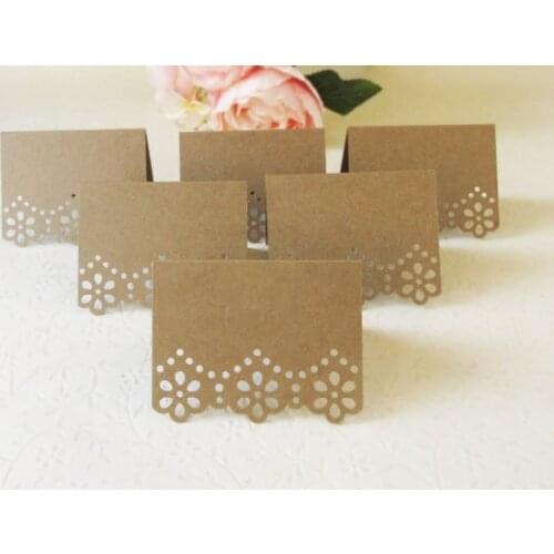 Khaki flower place cards rustic Wedding bridal baby shower Party Anniversary Seating table number name Tented Escort Cardpc001