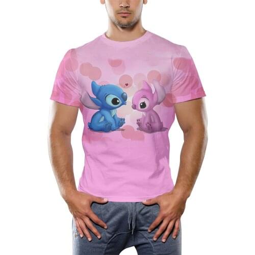 Disney Kids T-shirts Cartoon Stitch Graphic Boys Girls Top Casual Funny Round Neck Tee Cute Summer Toddler Childrens Clothing