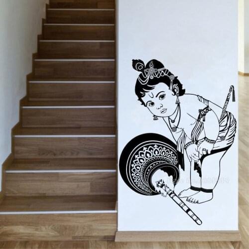 Baby Krishna Kano Wall Stickers Vinyl Hindu God Gopal Decals Stencil Art Gift For Kids Bedroom Room Decor DIY Wallpaper LL2056