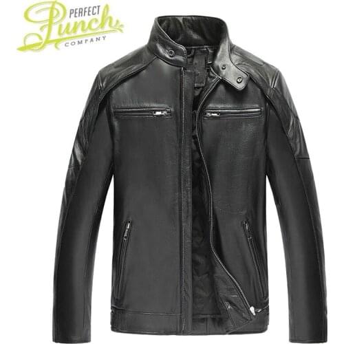 Men for Genuine Jackets Top Quality Cow Leather Jacket Spring Autumn Motocycle Plus Size 5XL Coat 19-801MF710