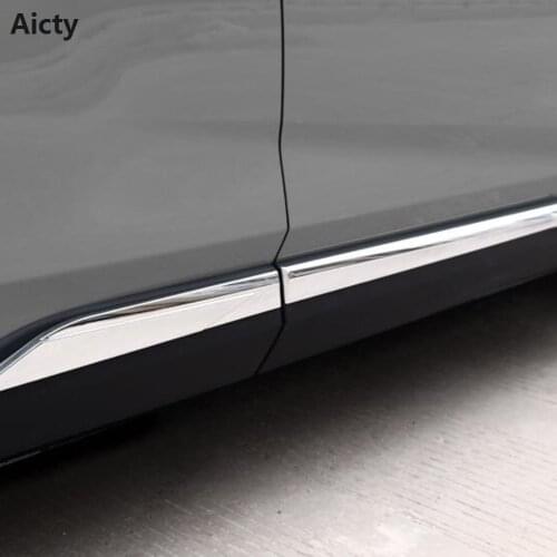 For Toyota Rav4 Rav 4 2019 2020 Carbon Fiber ABS Chrome Exterior Car Side Door Body Cover Trim Molding Accessories Car Styling