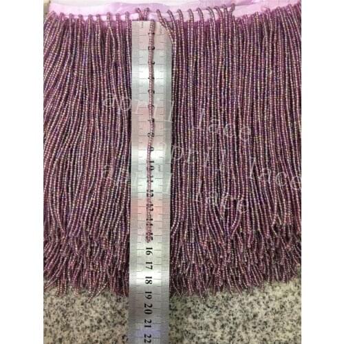 DX0011# 10 yards /bag 15cm colorful light purple round beads satin ribbon fringe tassel for garment/decorative/wedding dress