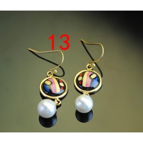 Cloisonne hand painted enamel European style earrings 13
