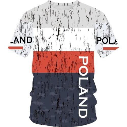 Poland series flag 3D printing mens short-sleeved T-shirt large size casual T-shirt for men breathable O-neck clothing men
