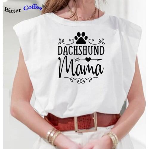 Dachshund Mama Dog Paw Graphic Tees Clothes for Women Summer NEW T Shirt Dog Lover Aesthetic Print Sexy Sleeveless Tops
