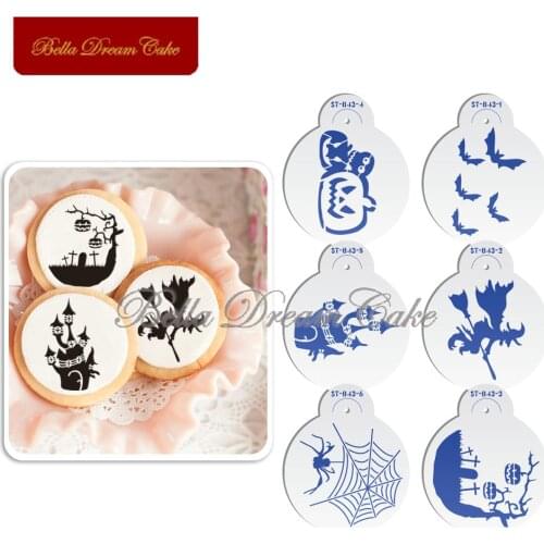 Halloween Glost Pumpkin Cookies Stencils Fondant Chocolate Cake Mold Coffee Stencil Template Cake Decorating Tool Bakeware