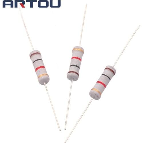 50PCS 2W Carbon Film Resistor 0.47R 0.68R 10R 47R 100R 470R 680R 1K 4.7K 6.8K 10K 100K 220K 470K 680K 1M 5