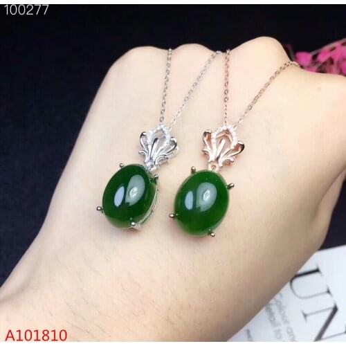 KJJEAXCMY boutique jewels 925 pure silver inlaid natural jade female Pendant + Necklace support test