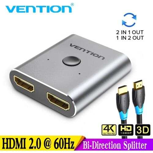 4K HDMI Switch 2 Ports Bi-directional 1x2 / 2x1 HDMI Switcher Splitter Supports Ultra HD 4K 1080P 3D HDR HDCP for PS4 Xbox HDTV