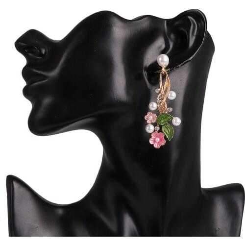 Korea Style Jewelry Flower Geometric Imitated Pearl Cute Romantic Drop Earrings for Fashion Girl Women Accessories