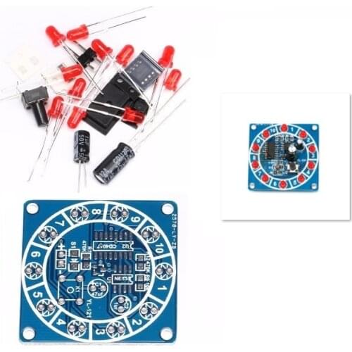 Round Electronic Lucky Rotary Suite CD4017 NE555 Self DIY LED Light Kit Production Parts and Components New