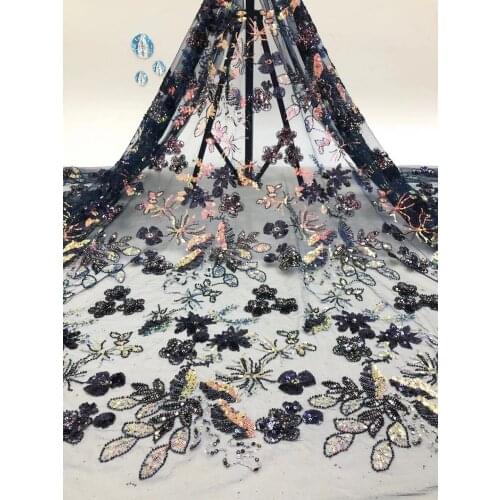 African Lace Fabric Sequins French Lace Fabric 3D Lace Beautiful Important Occasion Womens Wedding Dress D4385