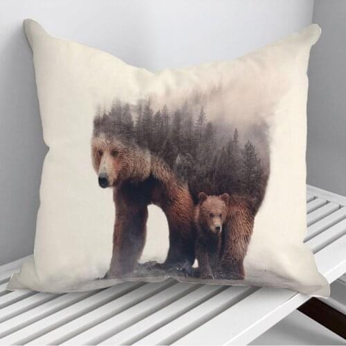 Bear in forest Throw Pillows Cushion Cover On Sofa Home Decor 45*45cm 40*40cm Gift Pillowcase Cojines Dropshipping