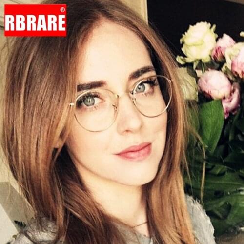 RBRARE Metal Myopia Glasses Frame Light Round Eye Glasses Frames for Women Vintage Clear Glasses Men Espejuelos Mujer Graduados