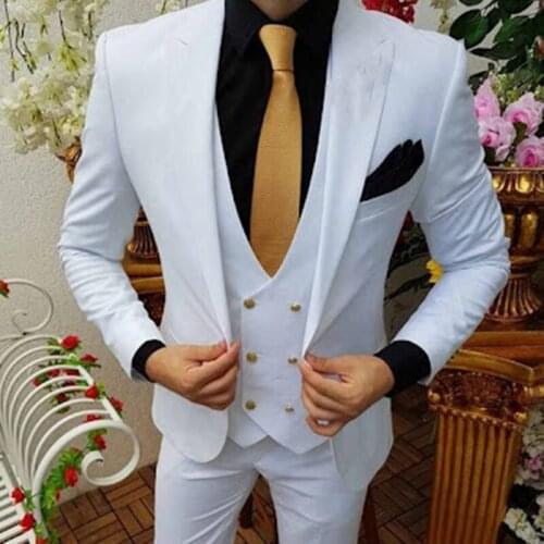 Custom Made Fashion Gentlemen Men Suits Slim Fit Groomsmen Tuxedo For Wedding Dress Business Party Costume (Jacket+Vest+Pants)