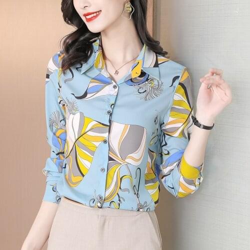Fashion print ladies shirts Womens Blouses 2021 Spring Autumn Long Sleeve Shirts Tops Blusas Mujer