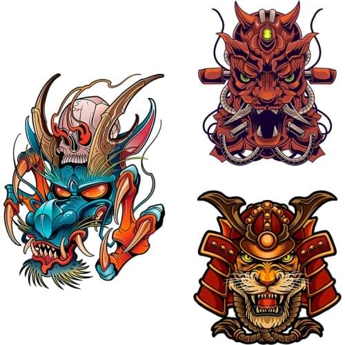 Three Ratels CC46 Mysterious warrior mask animal Art Sticker for bike motorcycle auto car Waterproof laptop Decal